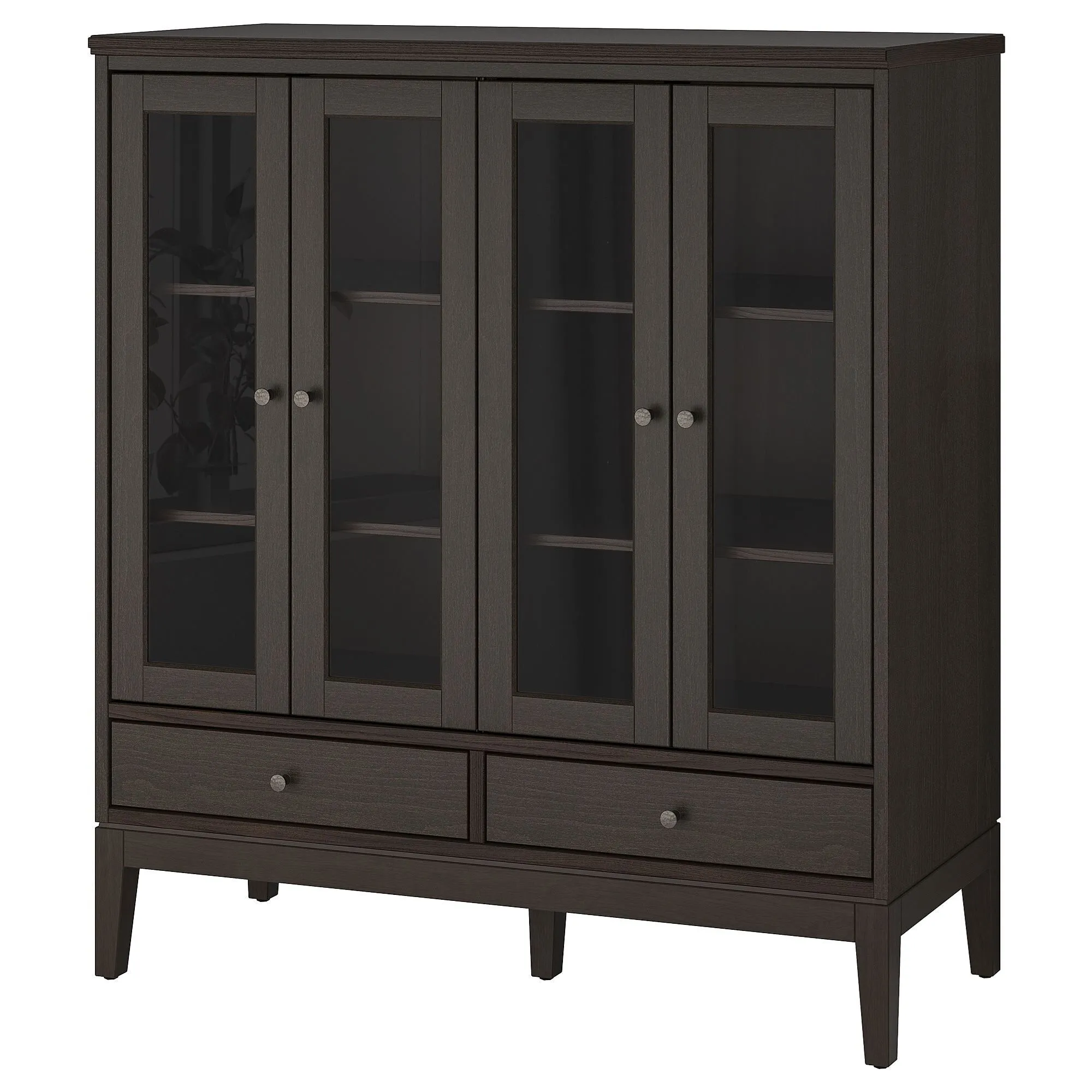 Шкаф со стеклянной дверью, темно-коричневый, 121x50x135 см, IDANÄS IKEA