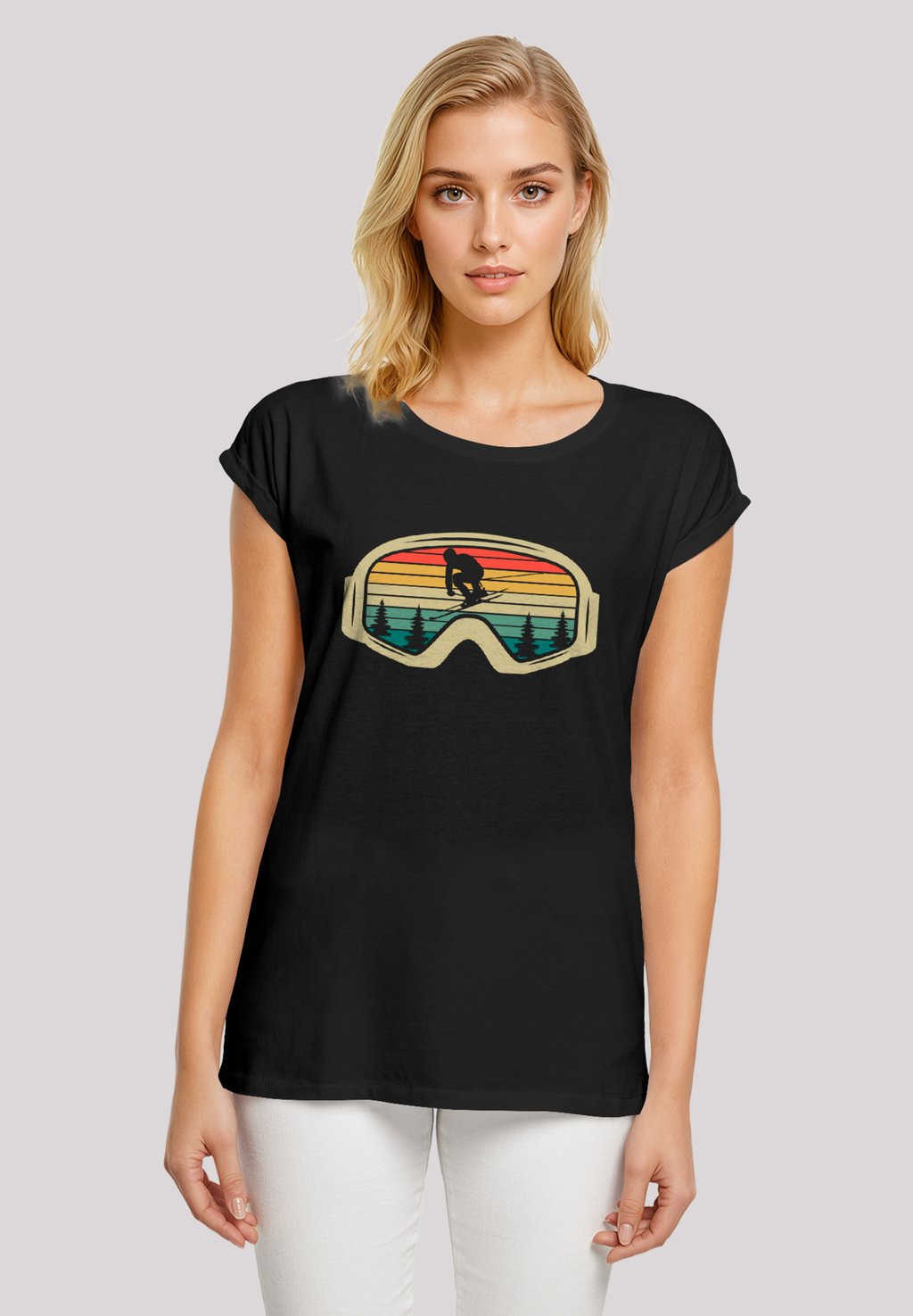

Футболка с принтом RETRO SKIBRILLE WINTERSPORT F4NT4STIC, черный