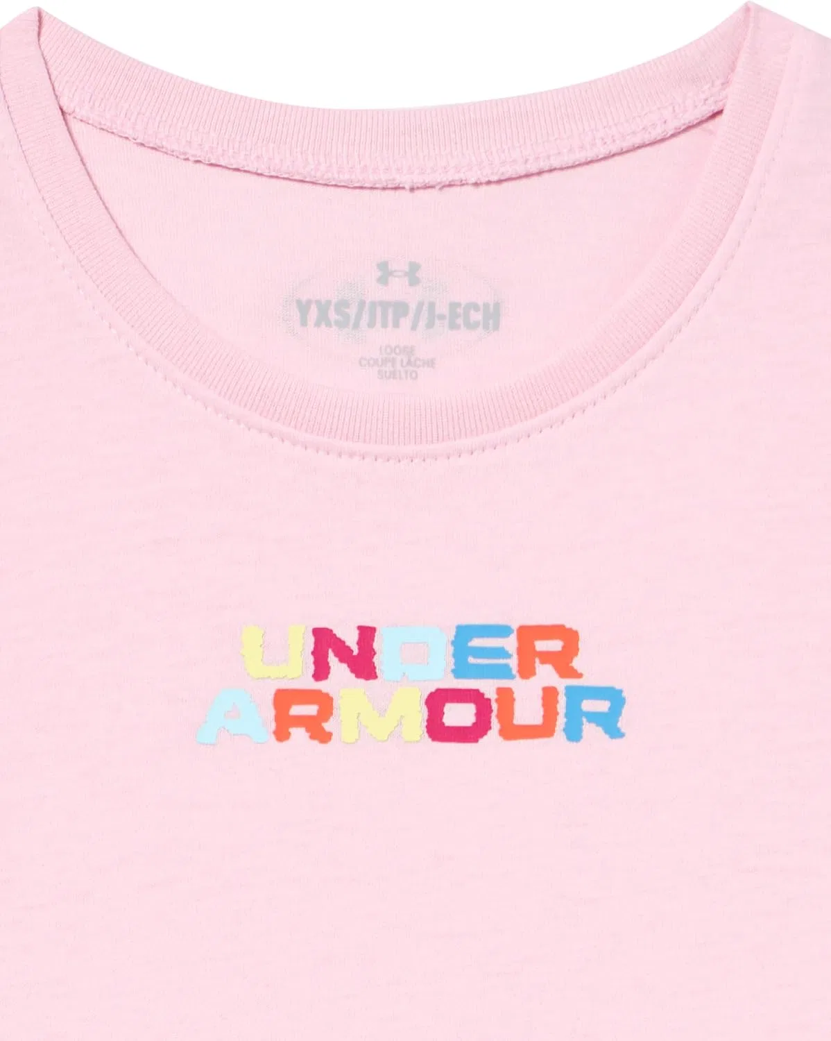 Майка Under Armour для девочек с радужным логотипом, (647) Prime Pink/Shaded Fuchsia/Ether Blue — фото 2