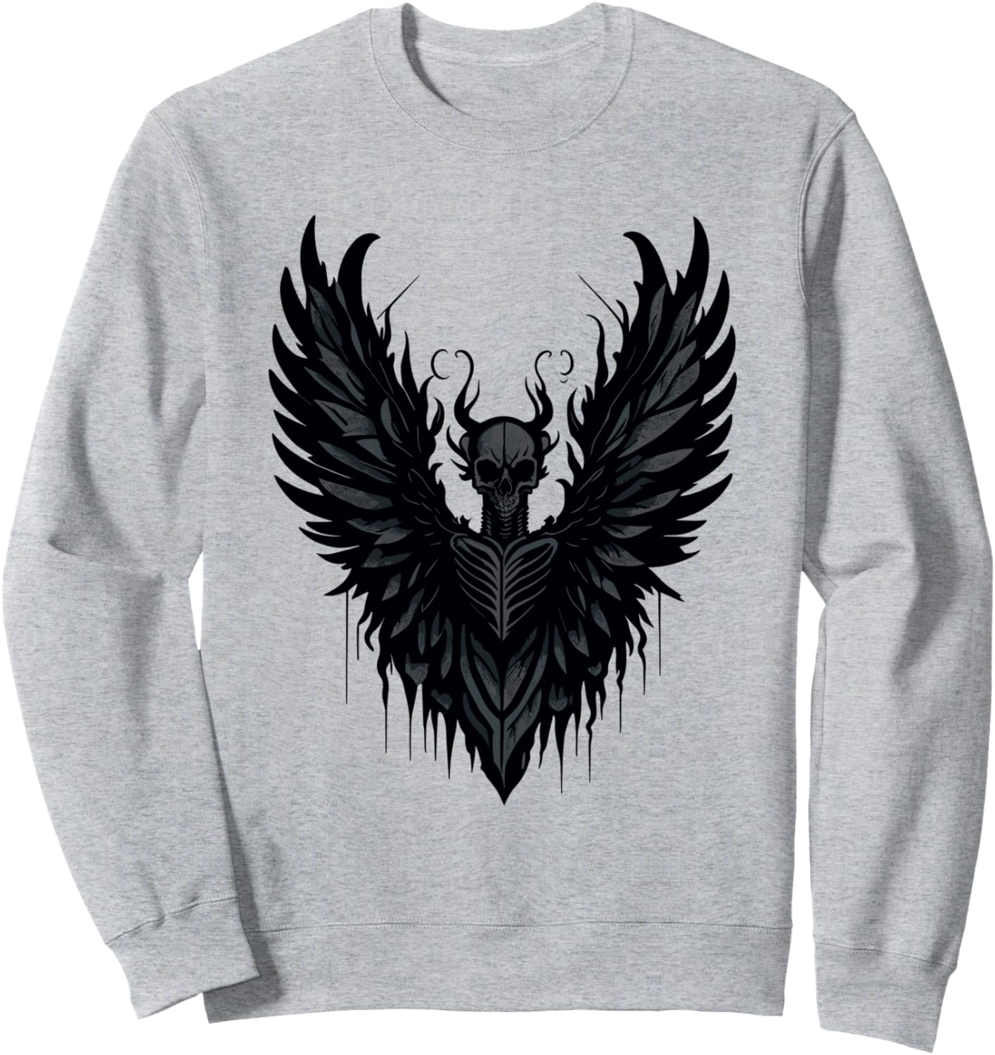 

Толстовка с изображением крылатого скелета, оккультизма, темного сатанинского колдовства, эмо-готики Plainlyfashion Dark Art Aesthetic Horror Gothic, Серый, Толстовка с изображением крылатого скелета, оккультизма, темного сатанинского колдовства, эмо-готи