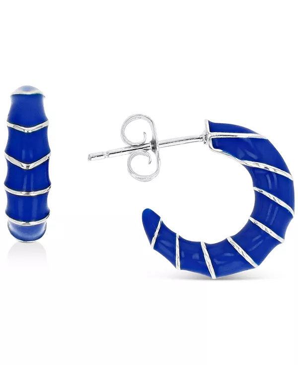

Серьги-Кольца с эмалью из стерлингового серебра или 14-каратного золота поверх стерлингового серебра, 0,63 дюйма Macy'S, blue/silver