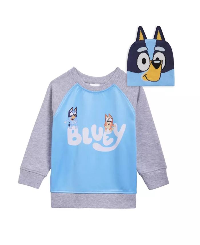 

Флисовая толстовка для малышей и шапочка из хлопчатобумажной марли Bluey, синий