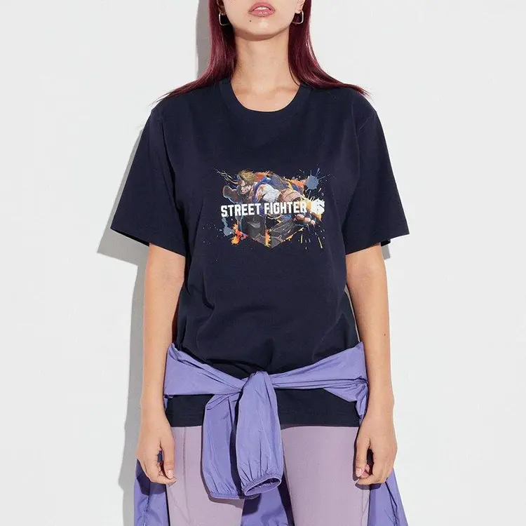 Футболка Streetk Street Fighter X унисекс темно-синяя Uniqlo, темно-синий — фото 2