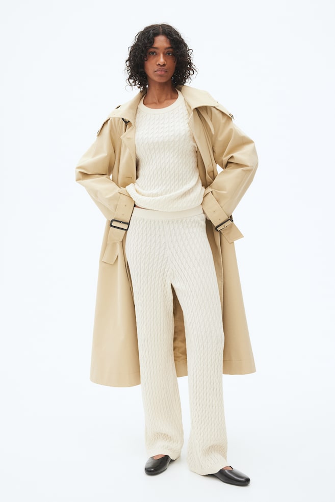 

Брюки из смеси кашемира и косичек H&M, бежевый