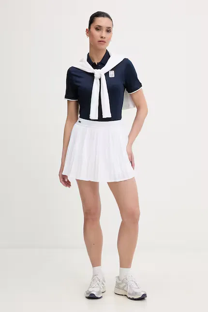 Поло Lacoste женское синее, из эластичного трикотажа — фото 2