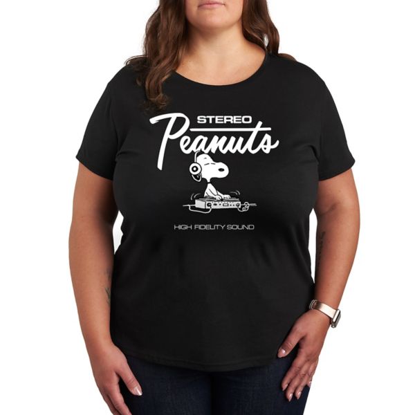 

Плюс футболка с принтом стерео Снупи и Peanuts Licensed Character, черный