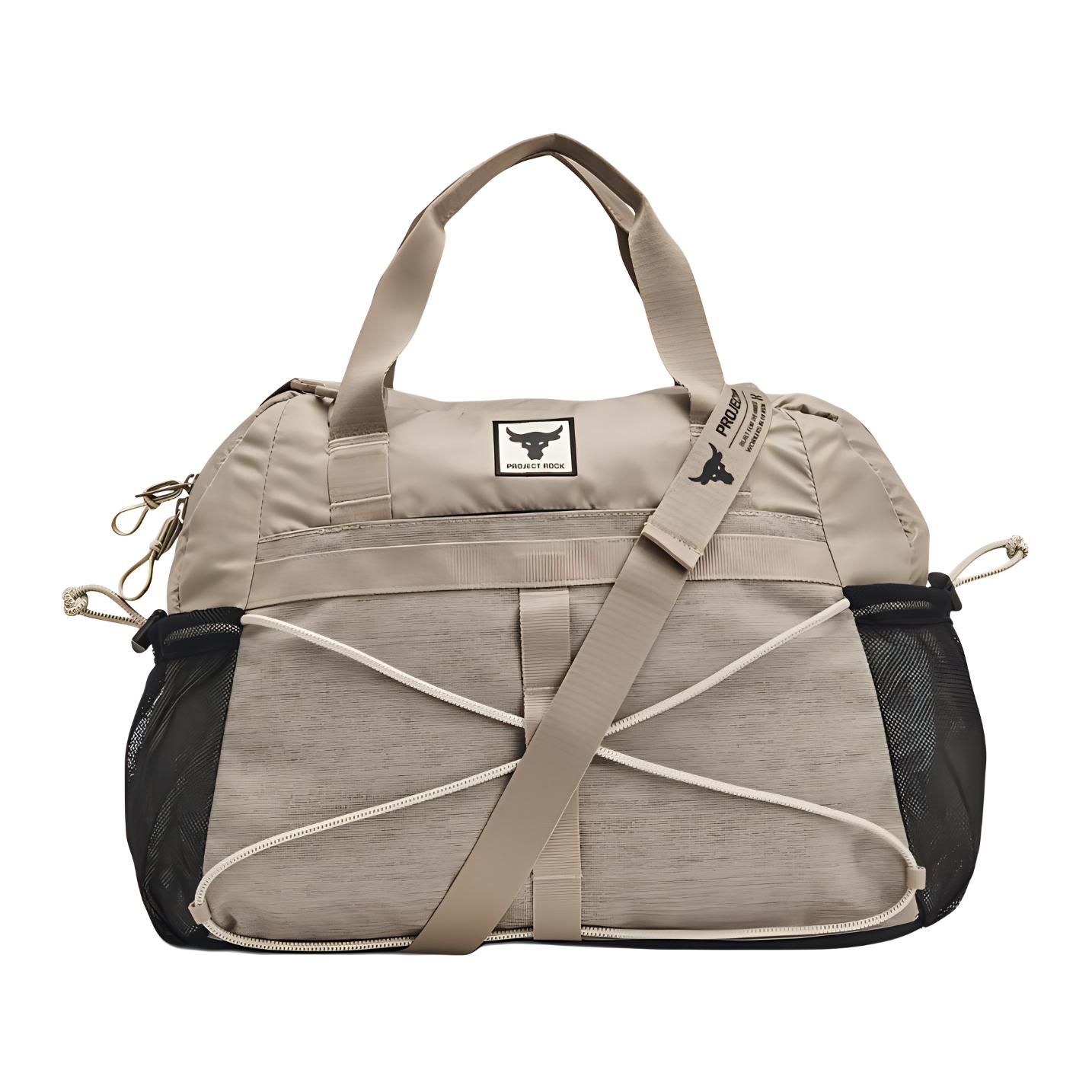 

Under Armour Полиэстеровая с нейлоном портативная сумка через плечо для спортзала малая женская бежево-черная, Taupe & Black