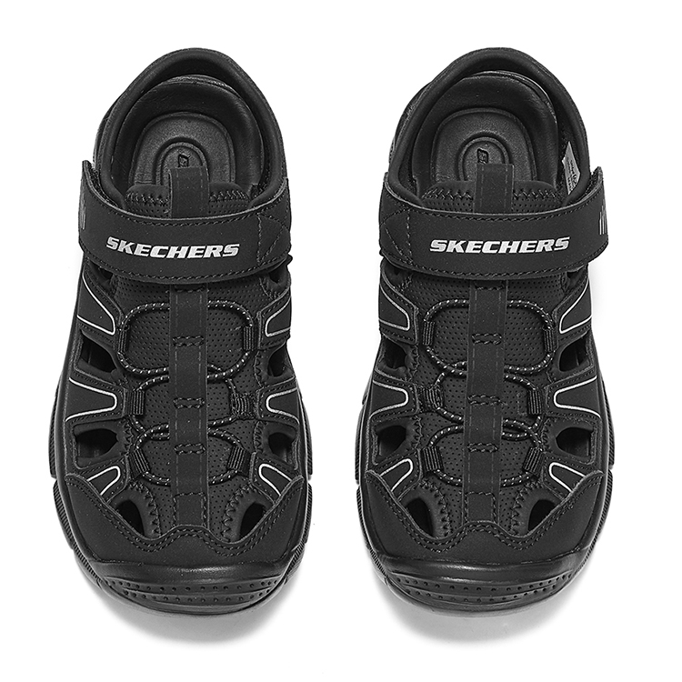 Устойчивые к скольжению, устойчивые к истиранию, дышащие сандалии Low Top черный/серебристый Kids' Skechers Kids, черный/серебряный — фото 4