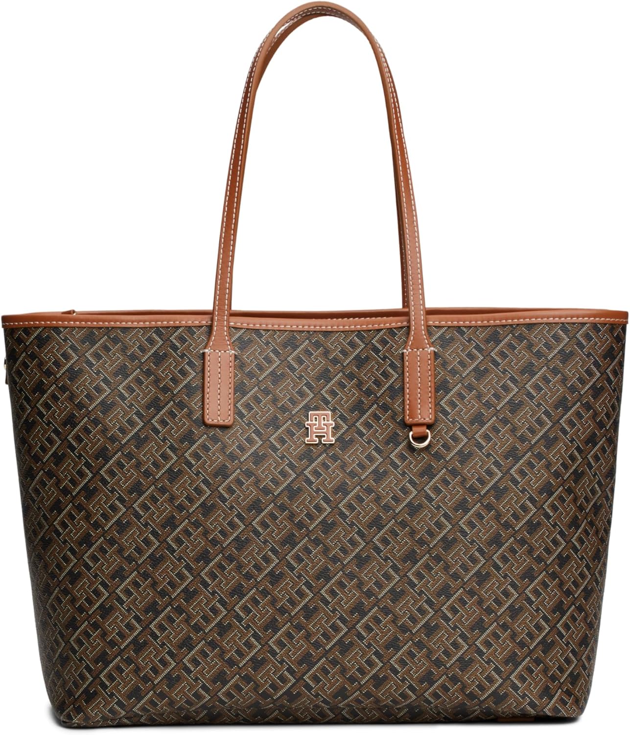 

Кожаная сумка-тоут Tommy Hilfiger с монограммой и карманом на молнии, Black / Tan Mix