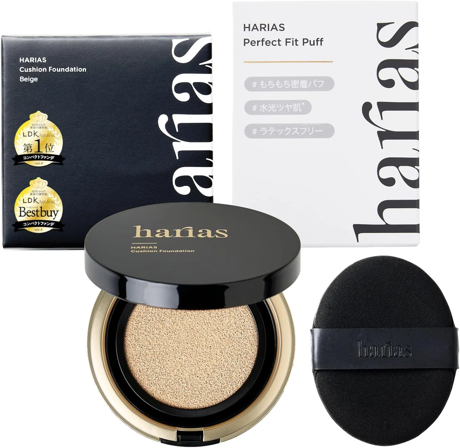 Тональный крем-основа HARIAS Cushion Foundation SPF50+ с ниацинамидом, бежевый