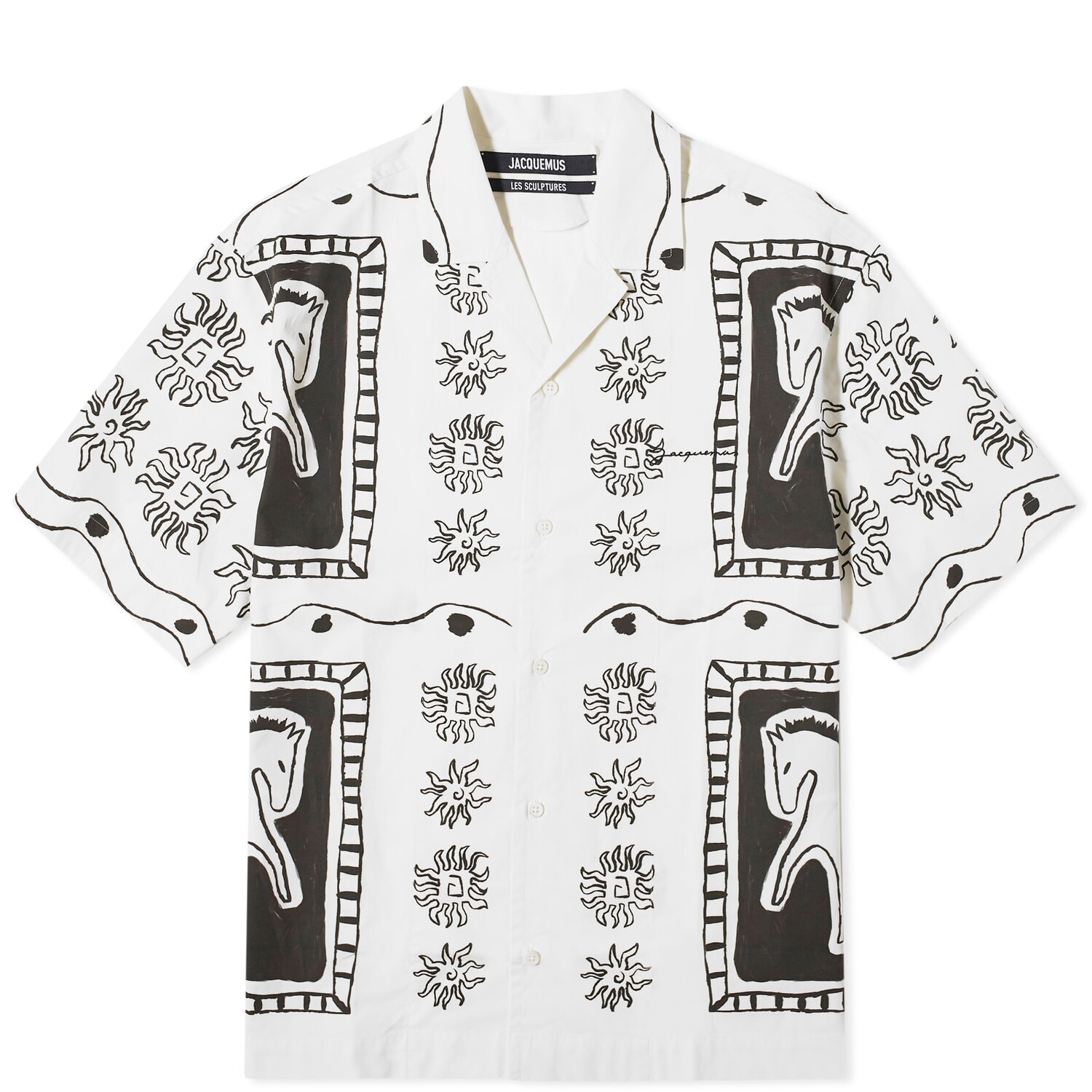 

Рубашка с коротким рукавом Jacquemus Jean Horse Vacation Shirt, цвет Black & White