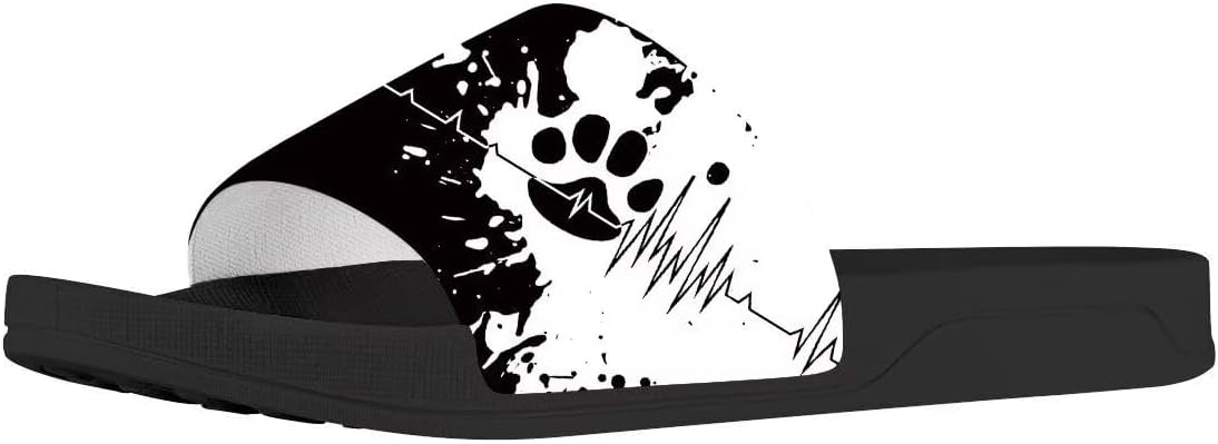 

Женские сандалии Forchrinse Red Mushroom слайд с открытым носком, повседневные, для душа, пляжа и спорта, Black Dog Paw Print