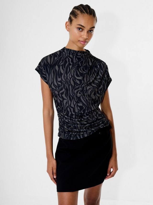 

Zaria Zina топ с высоким воротником и короткими рукавами из джерси French Connection, Washed Khaki/Black