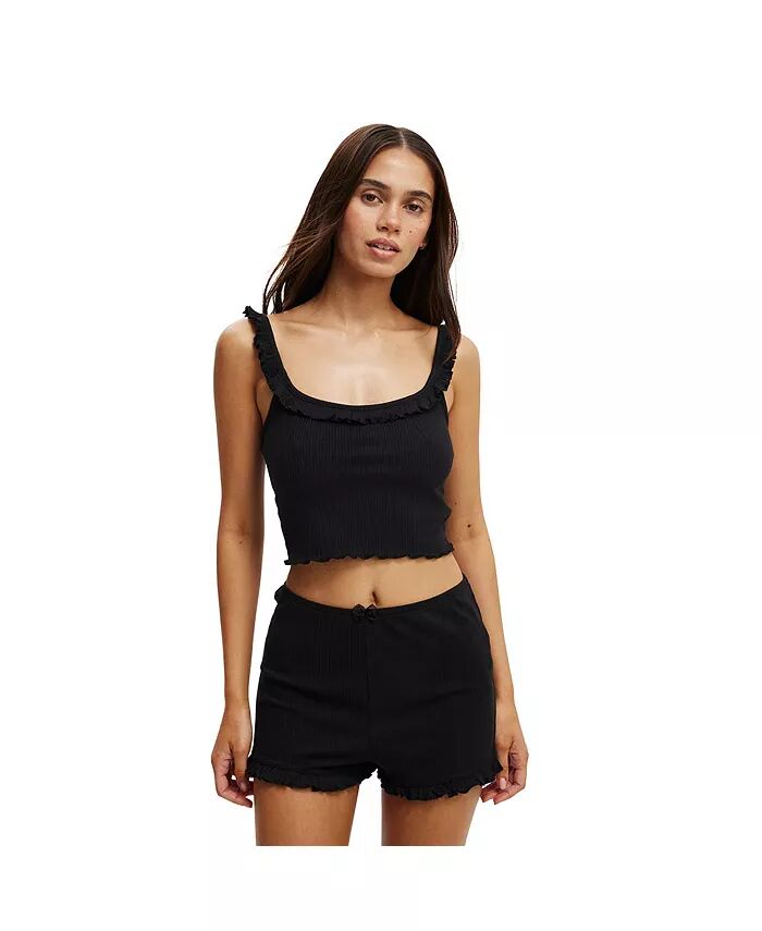 

Женские шорты с оборками в рубчик COTTON ON, черный