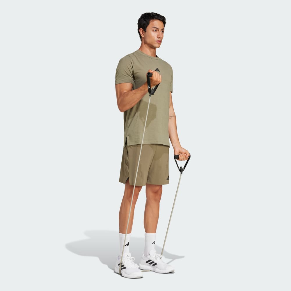 Спортивная футболка Adidas Designed for Training Workout Tee, цвет Olive Strata — фото 3