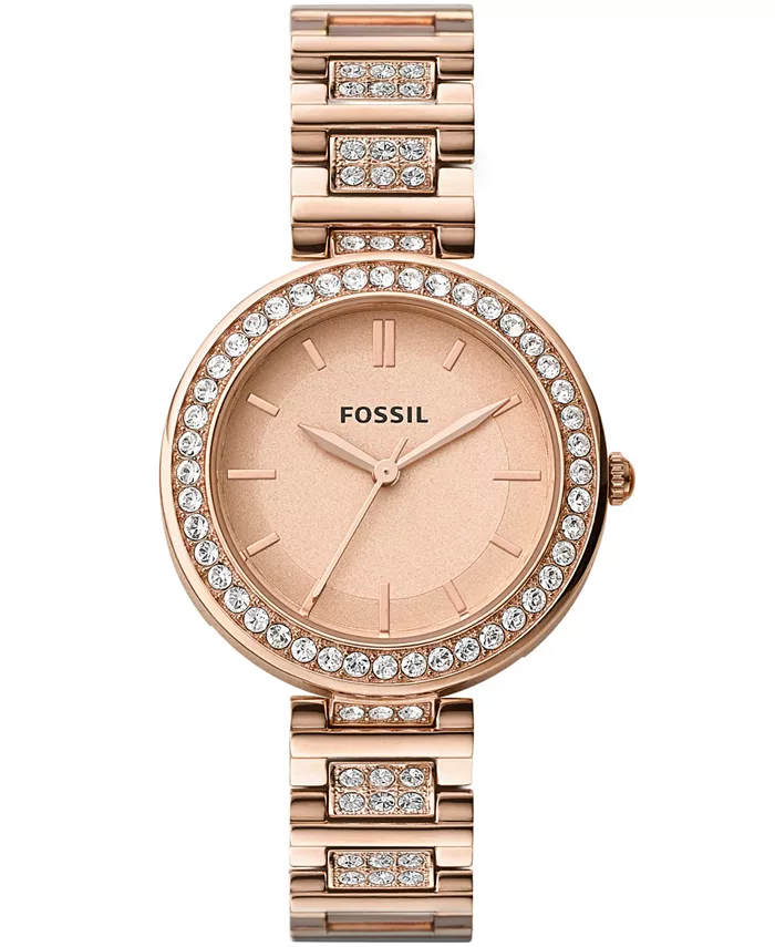 

Женские часы Karli Three Hand из розового золота, нержавеющая сталь, 34 мм Fossil, золотой