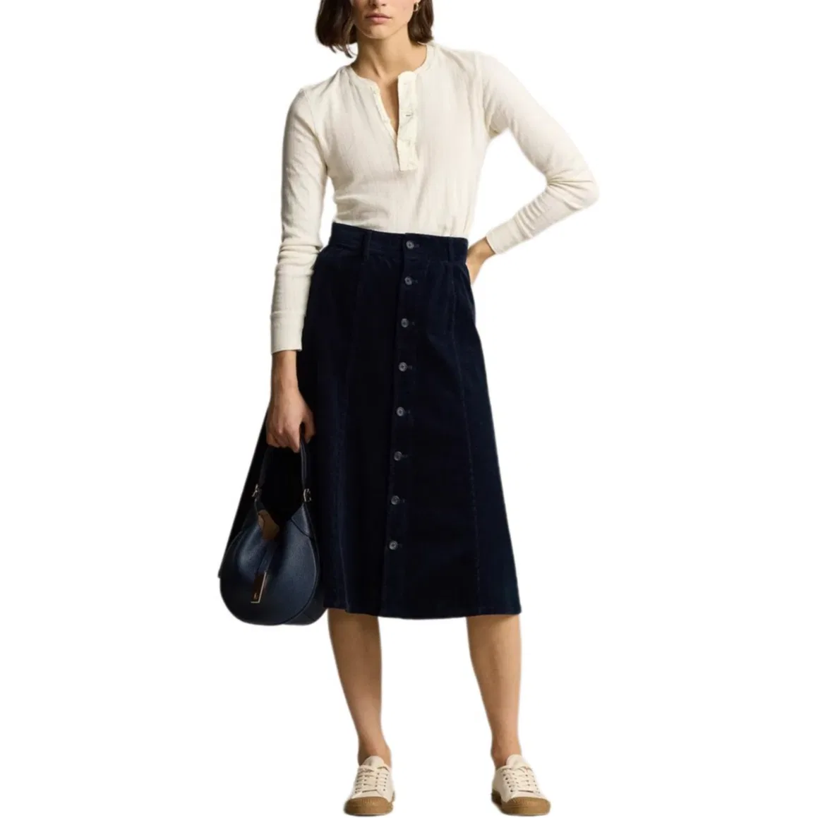 Кордюрой миди-юбка Polo Ralph Lauren, Dark Blue — фото 3