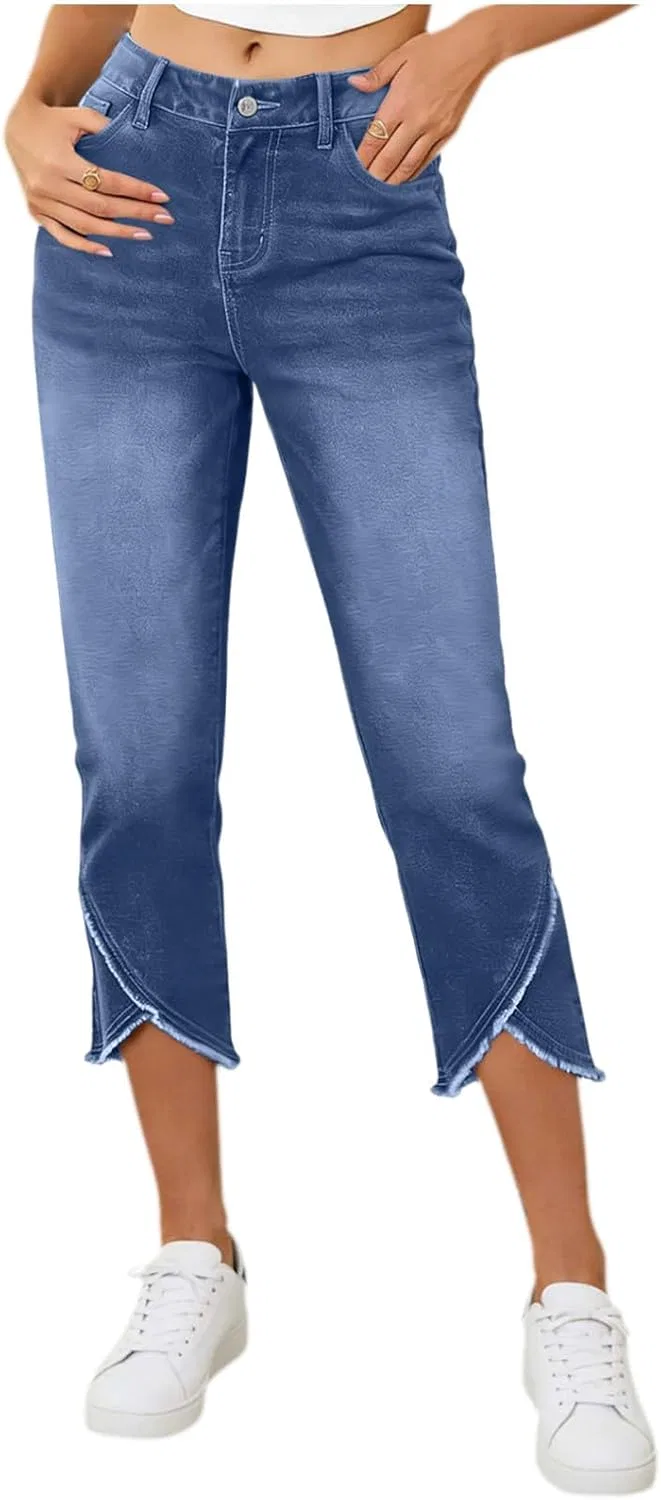 Джинсы-капри высокие skinny, Blue