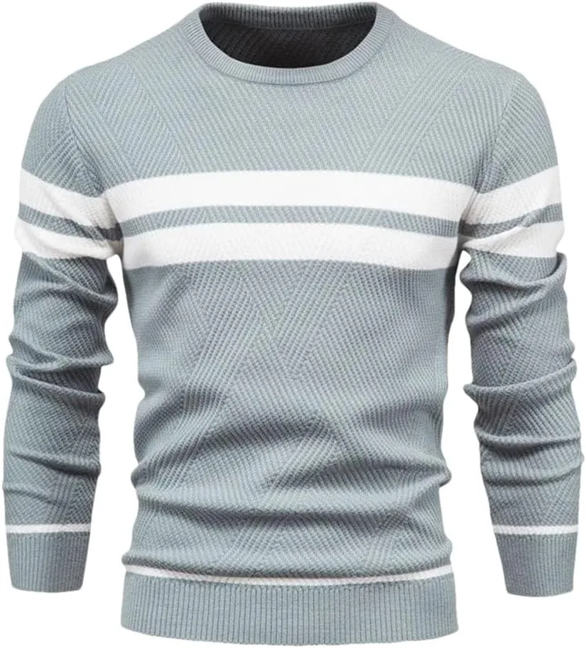 

Мужской повседневный свитер с полосками, вязаный, свободный
