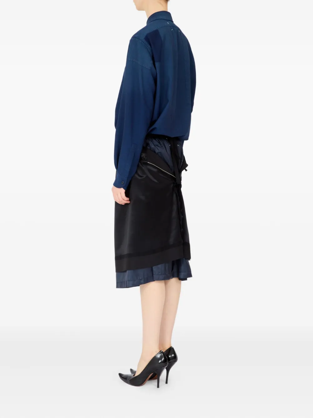 Многослойная юбка миди MAISON MARGIELA, черный — фото 3