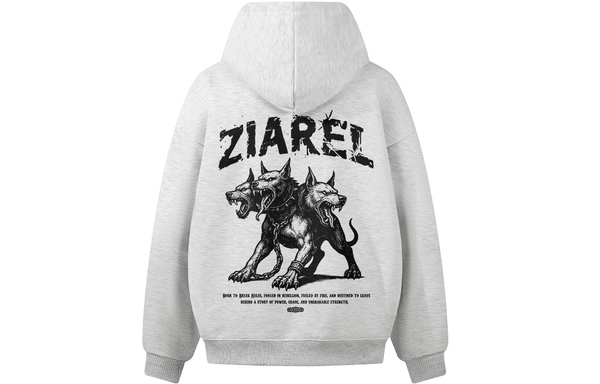 

Толстовка Unisex Hooded Moderate Heavyweight ZIAREL, белый heather серый
