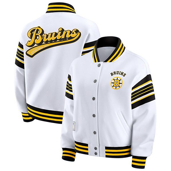 

Женская бело-золотая флисовая куртка-толстовка Boston Bruins на молнии Wear By Erin Andrews