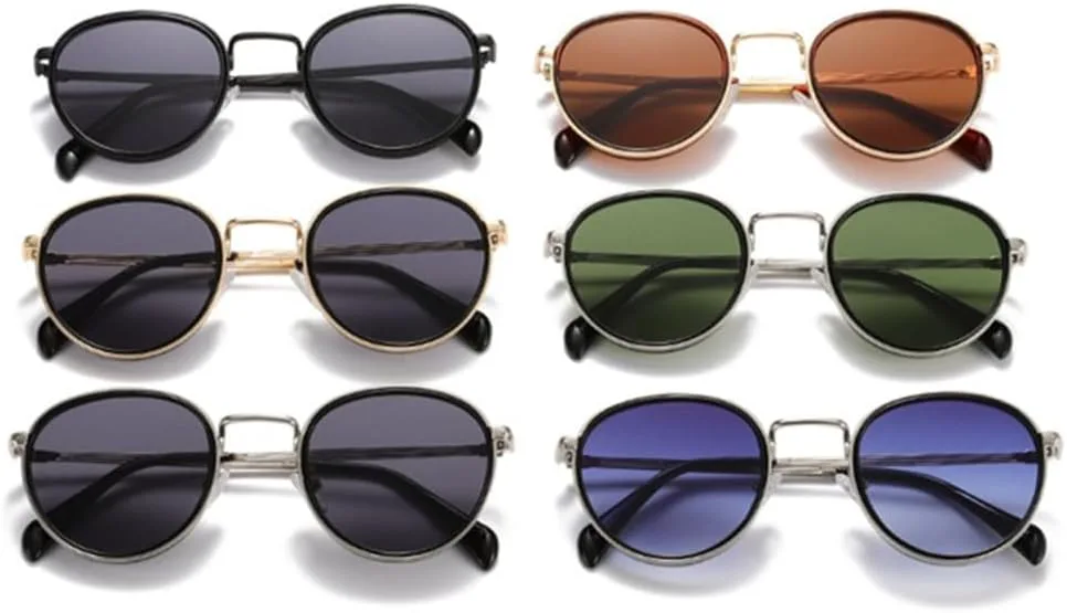 

Солнцезащитные очки в ретро-стиле с круглой металлической оправой для женщин, защита от УФ-излучения UV400, мужские солнцезащитные очки в винтажном стиле MTZJH, C5