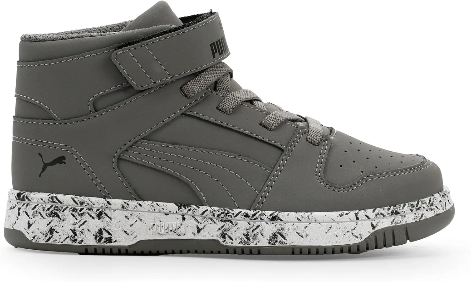 Кроссовки PUMA для детей Rebound Layup Mid на липучках, черно-белый — фото 3