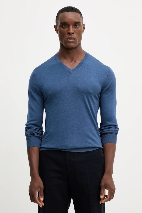 

Свитер с шерстью Hackett London, темно-синий