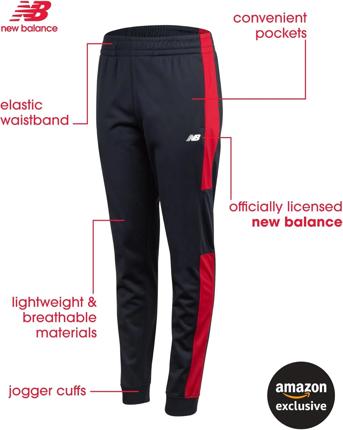 Спортивные штаны New Balance для мальчиков - комплект из 2 штук, спортивные трикотажные штаны с эластичным поясом - спортивные штаны для детей, Lead/Eclipse — фото 3