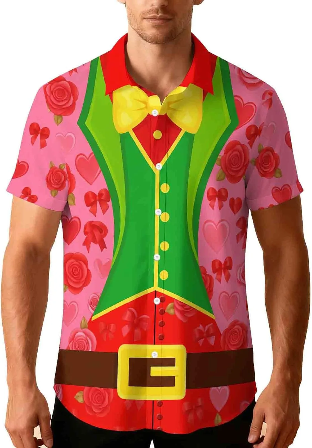 

Футболка с принтом в виде смокинга и гавайских сердец