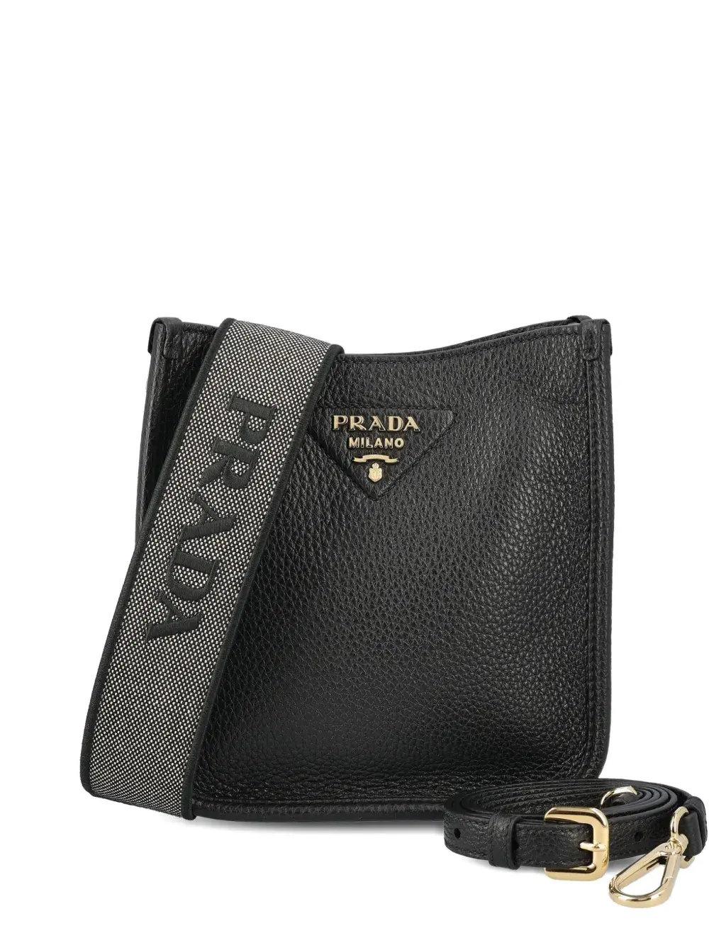 

Кожаная сумка на плечо с логотипом Prada, черный