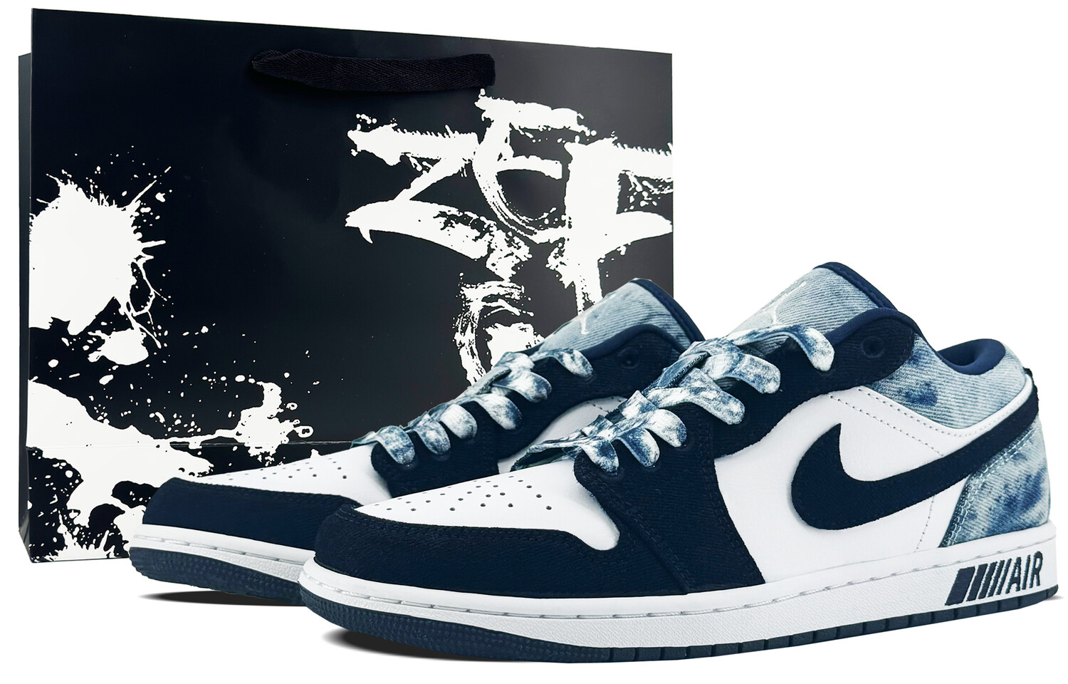 

Кроссовки Air Jordan 1 Vintage Basketball Shoes Men Low-top Navy Blue/white, синий