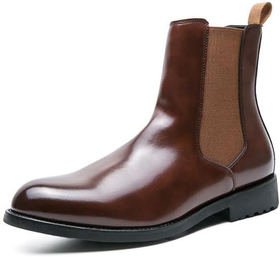 

Мужские классические кожаные челси-ботинки Santimon, с эластичной вставкой, на резиновой подошве, для формальной, повседневной и офисной носки, коричневый