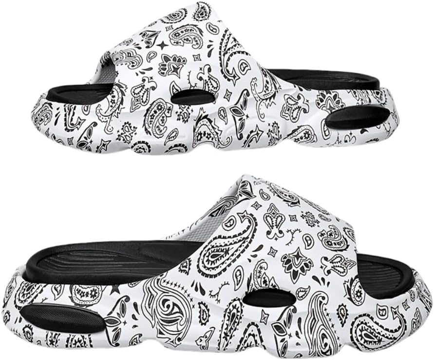 

Мужские слайдеры с принтом капли - удобные нескользящие тапочки для дома и улицы - обувь с открытым носком для пляжа, душа, весны и лета Hhhchpm, белый