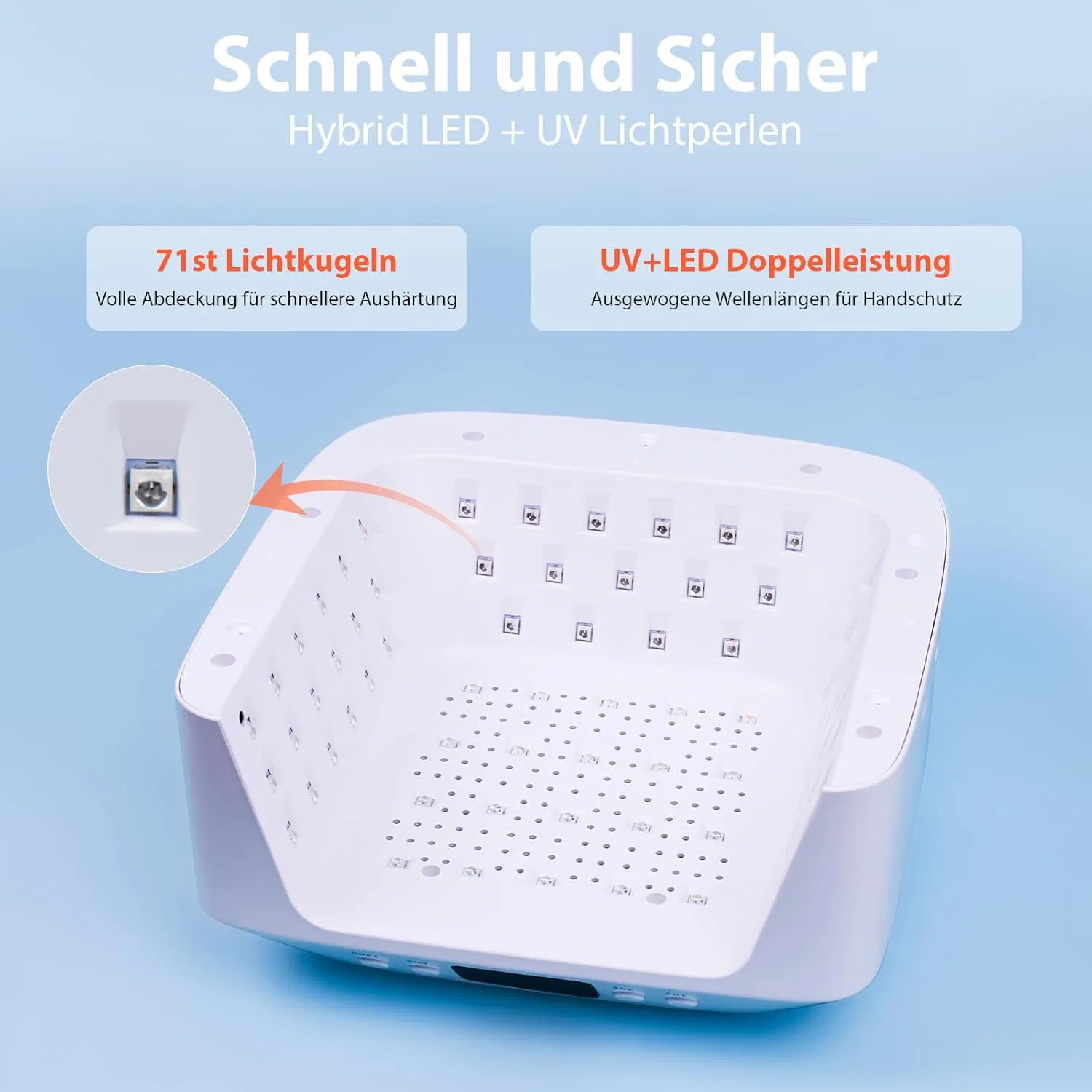 LED UV-лампа Delanie для гель-лака с 71 светодиодом и двойным дисплеем ‎Delanie — фото 4