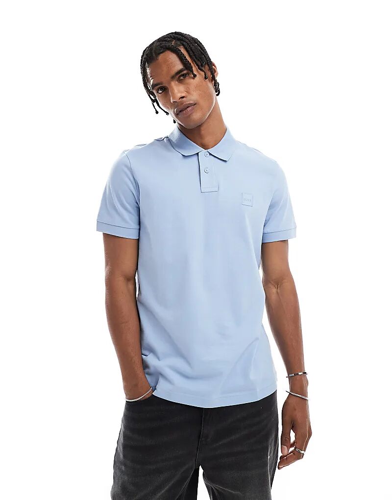 

Рубашка-поло BOSS Orange Passenger светло-синего цвета