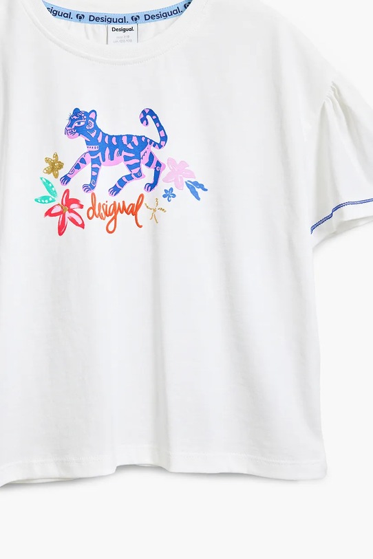 Детская хлопковая футболка Desigual, белый — фото 4