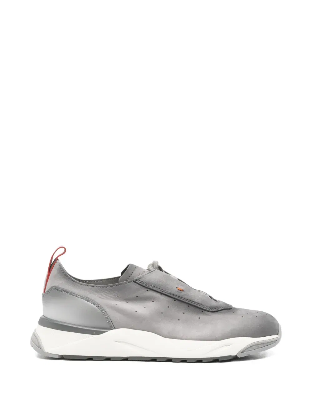 Кроссовки из кожи с перфорированными деталями Santoni, серый