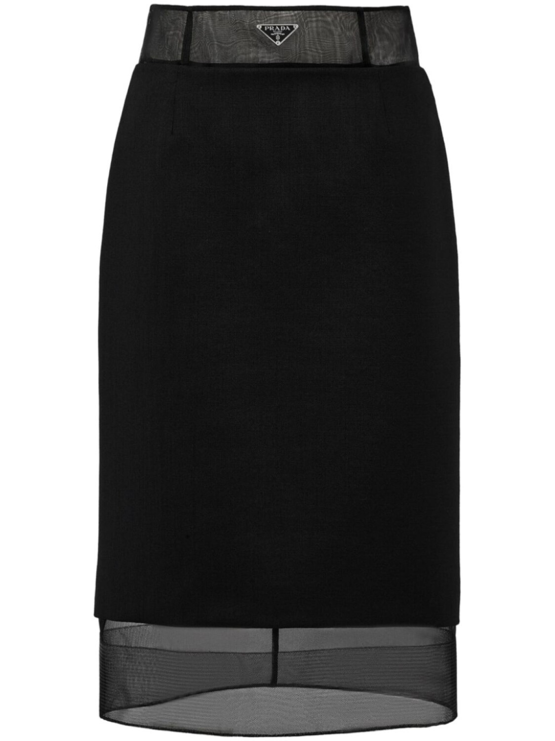 

Prada шерстяная юбка с логотипом, черный