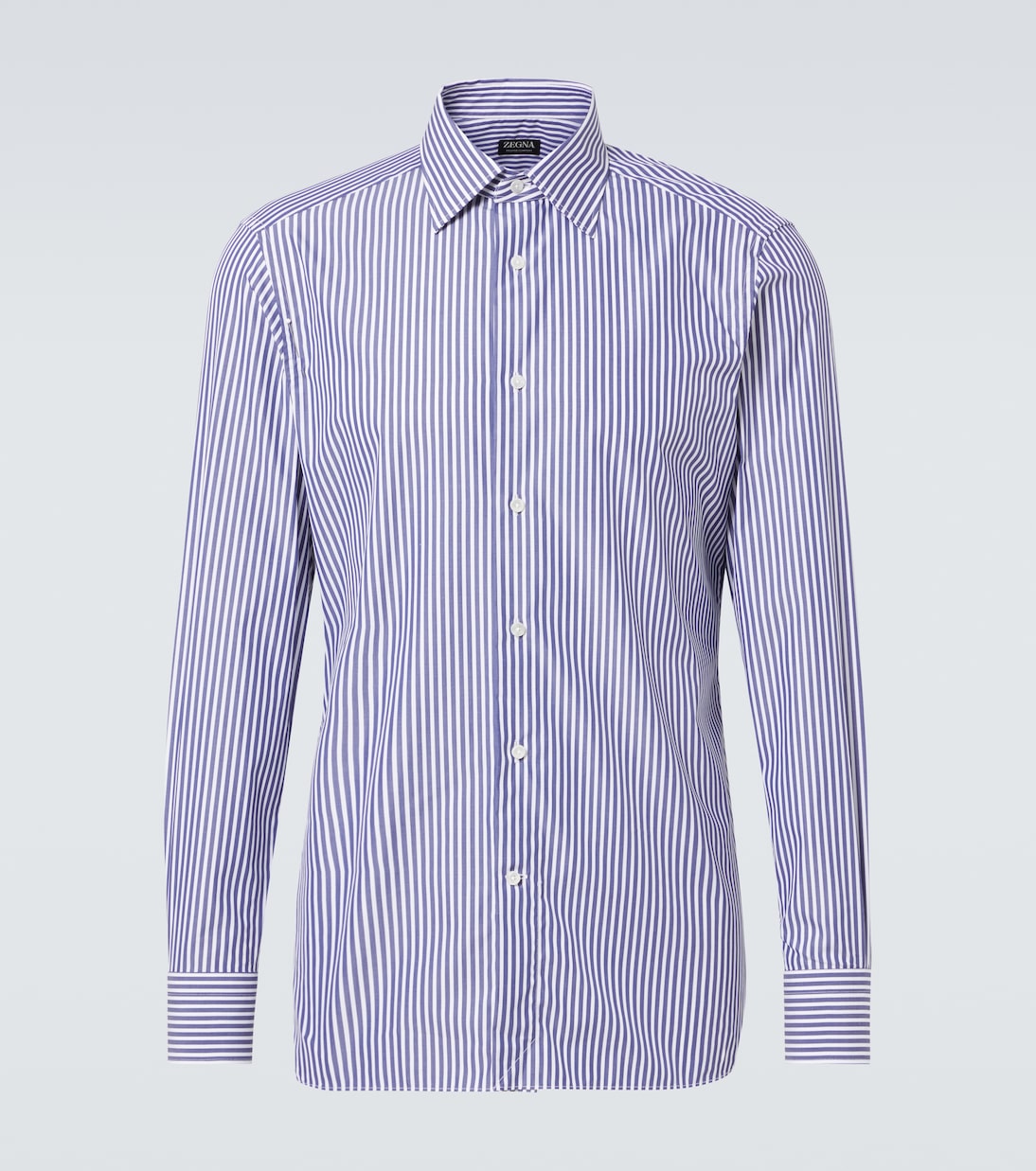 

Полосатая хлопковая рубашка Zegna, Blue And White