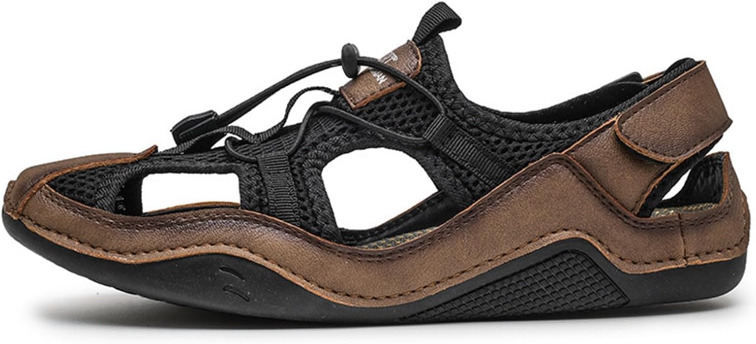 

Мужские летние сандалии NEUUGO с дышащей сеткой, закрытым носком, водонепроницаемые и противоскользящие, для отдыха на пляже и комфортных путешествий, коричневый