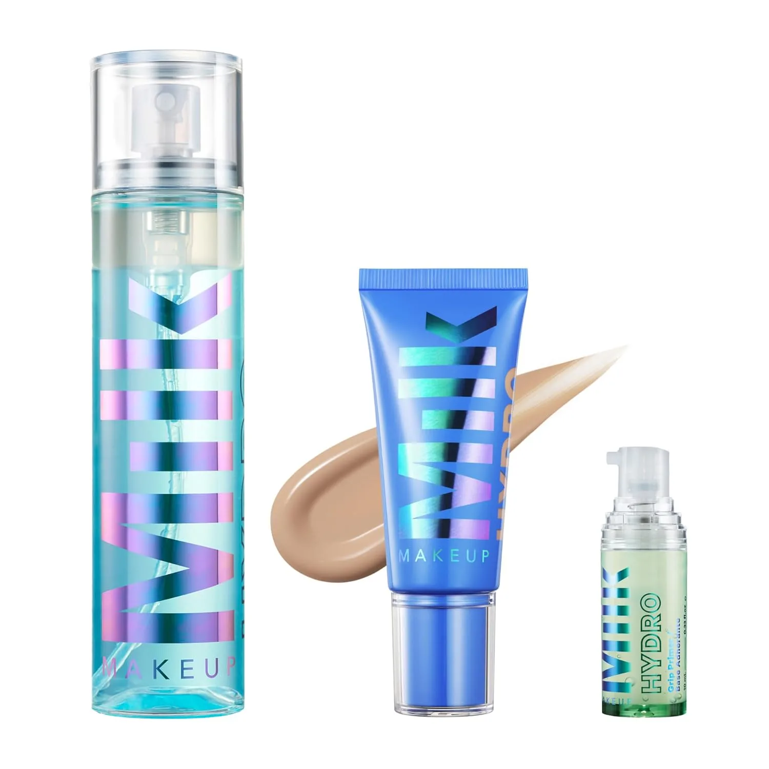 Milk Makeup Hydro Grip набор с праймером, спреем-фиксатором и тональным средством Skin Tint 3 - увлажняет кожу и фиксирует макияж до 12 часов - легкий и стойкий с гиалуроновой кислотой
