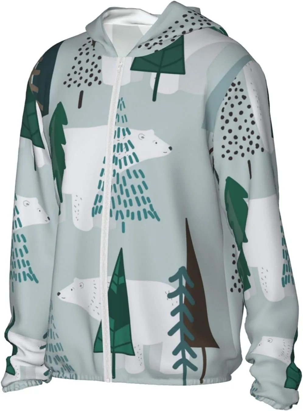 Толстовка с капюшоном Polar Bear Sun Protection, легкая спортивная с длинным рукавом и молнией — фото 3