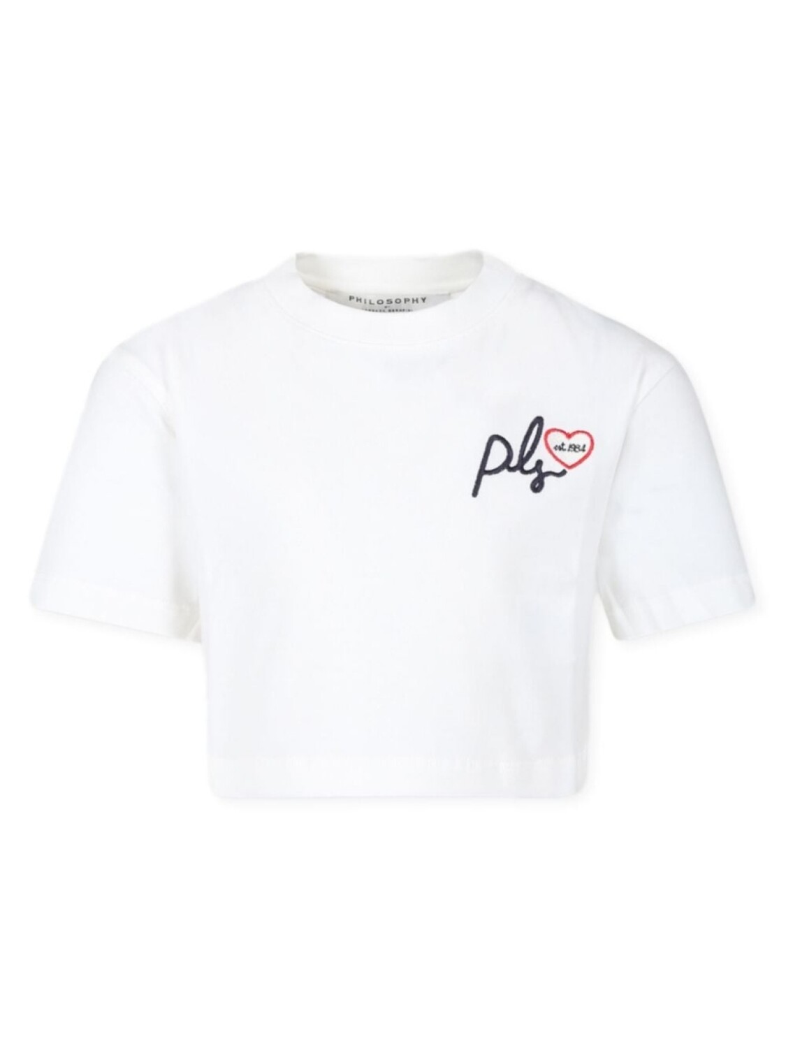 

Philosophy Di Lorenzo Serafini Kids укороченная футболка с вышитым логотипом, белый