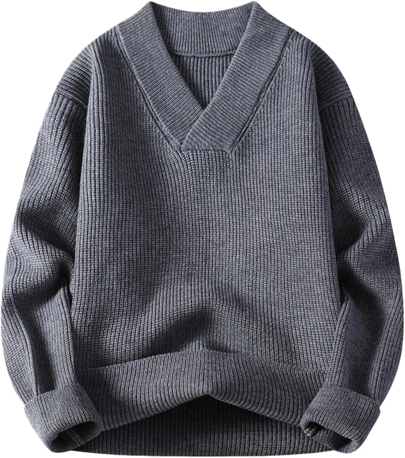 

Мужской осенний вязаный свитер с V-образным вырезом FOLKFOLD