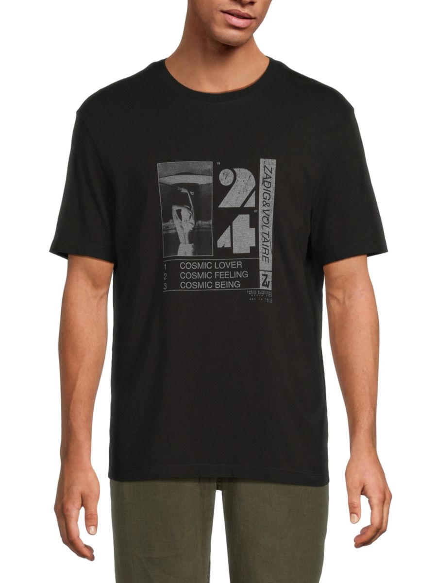 

Хлопковая футболка с принтом космического постера Zadig & Voltaire, нуарный