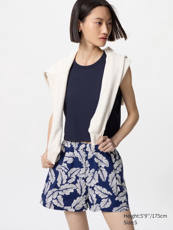 

Хлопковые шорты easy (с принтом) Uniqlo, синий