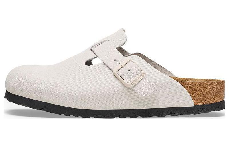 Birkenstock Сандалии Boston Suede Leather Embossed 'Corduroy Antique White' Women's