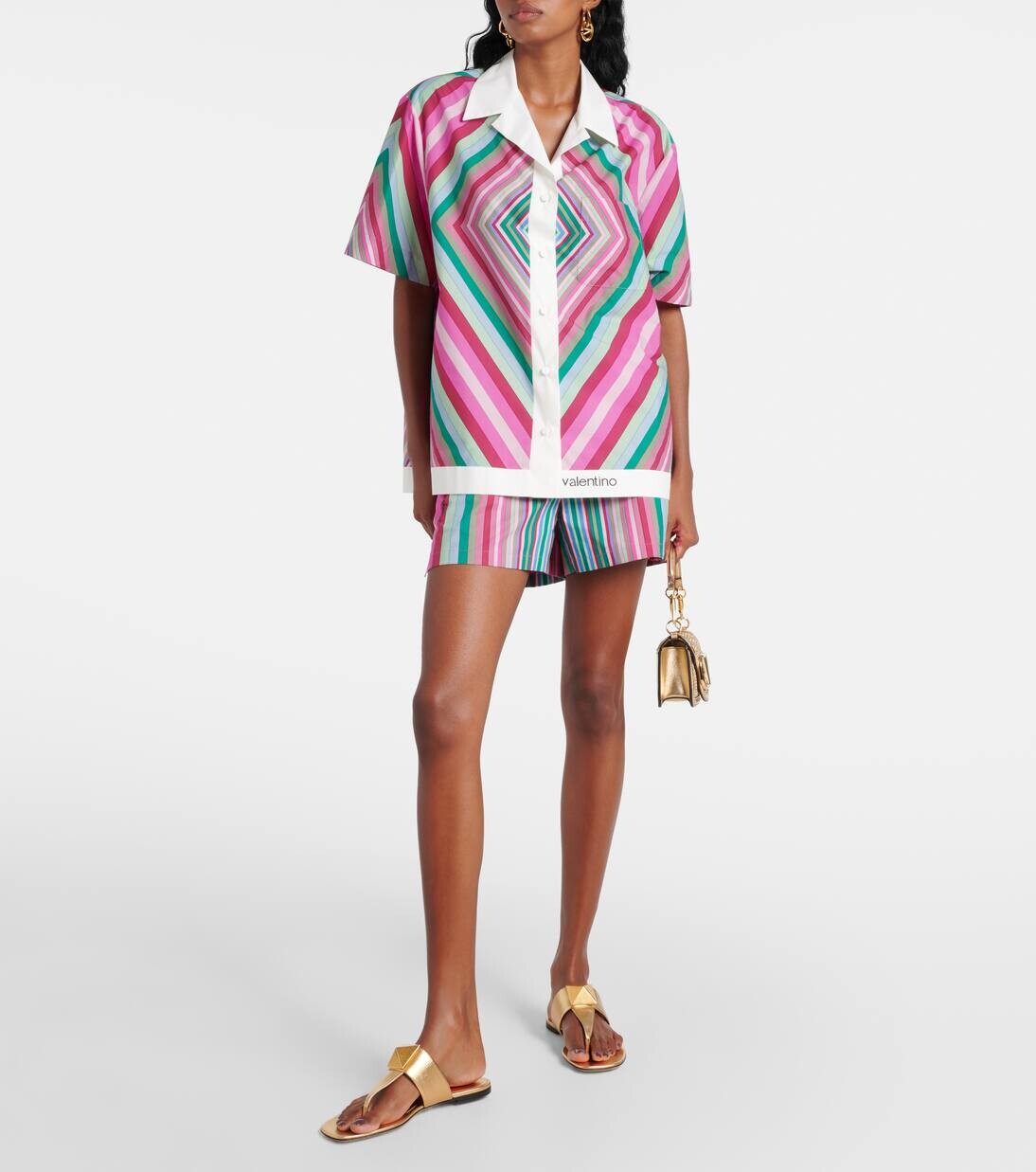 Рубашка из хлопкового поплина с принтом Valentino, цвет multicolour/avorio — фото 2